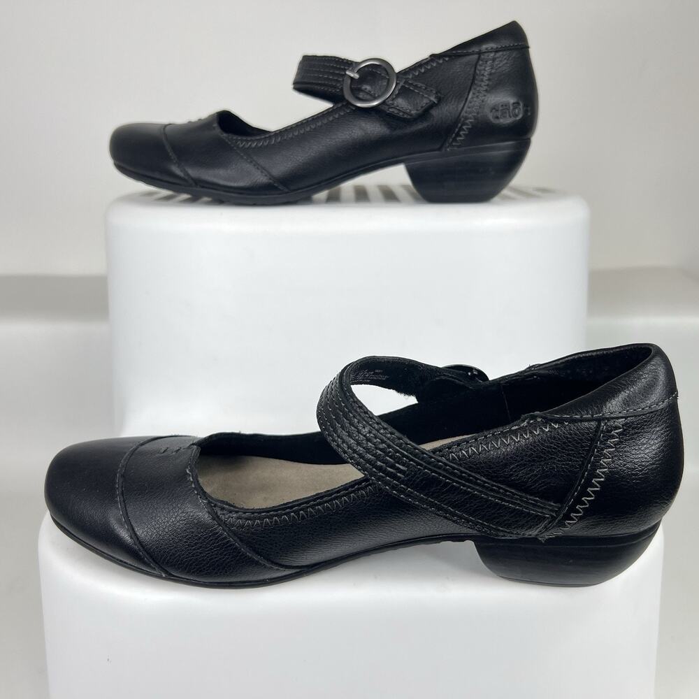 Taos Newsy Womens Size 7 Black Leather Mary Jane Comfort Walking Shoes Low Heels